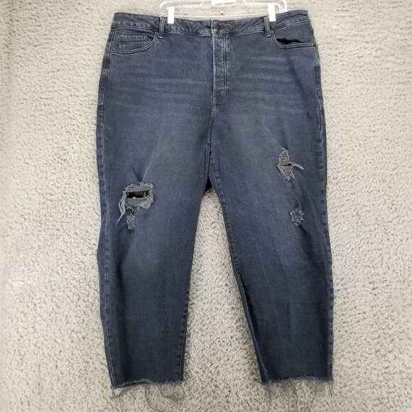 Old Navy Jeans Womens 22 Black Straight Stretch Crop High Button Fly - Picture 1 of 13